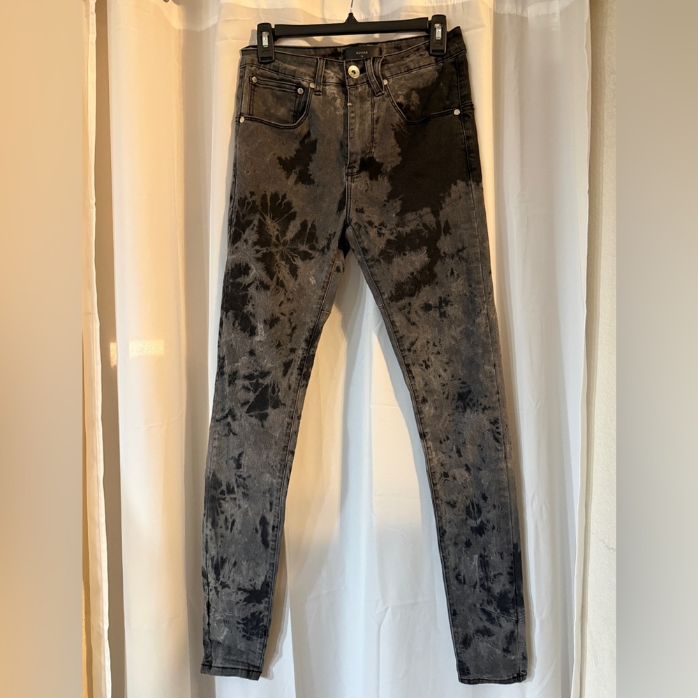 Kollar Men’s Black Floral Print Slim Jeans 30x31